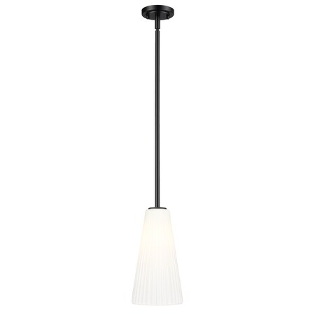 Z-Lite Farrell 1 Light Pendant, 7.25in. W x 13.75in. H, Matte Black 3043P7-ROD-MB